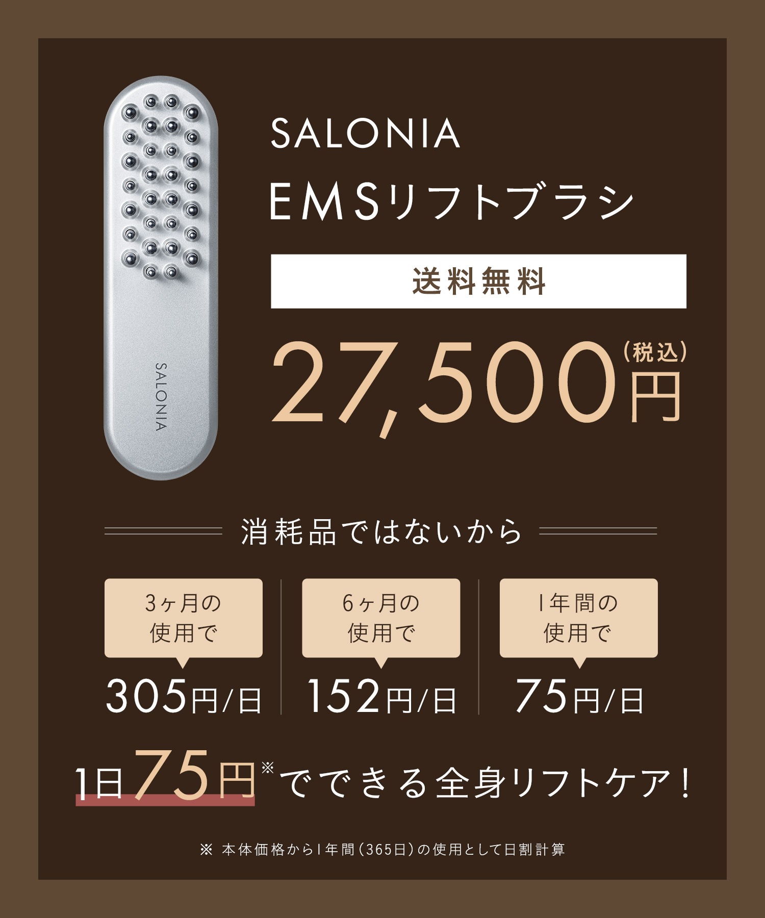 サロニア EMS リフトブラシ 美顔器 ems リフトアップ ハリ美容デンキブラシ 電気ブラシ