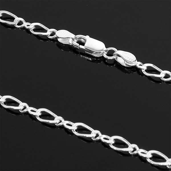 シルバーチェーン ネックレス チェーン 8の字 フィガロチェーン 幅約3.6mm 60cm シルバーチェーン ネックレス チェーン 8の字 フィガロチェーン 幅約3.6mm 60cm