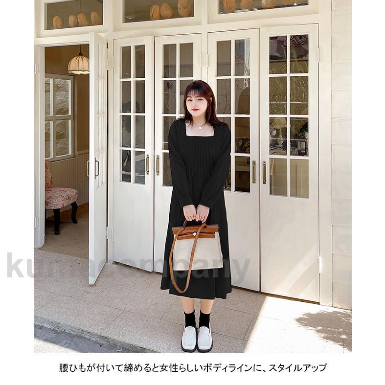 ワンピース ロング丈 マキシ丈 長袖 大きいサイズ スクエアネック プリーツ 腰ひも Aライン ゆったり 着やせ ソフト 肌着 シンプル 無地 快適 着回し ワンピース ロング丈 マキシ丈 長袖 大きいサイズ スクエアネック プリーツ 腰ひも Aライン ゆったり 着やせ ソフト 肌着 シンプル 無地 快適 着回し