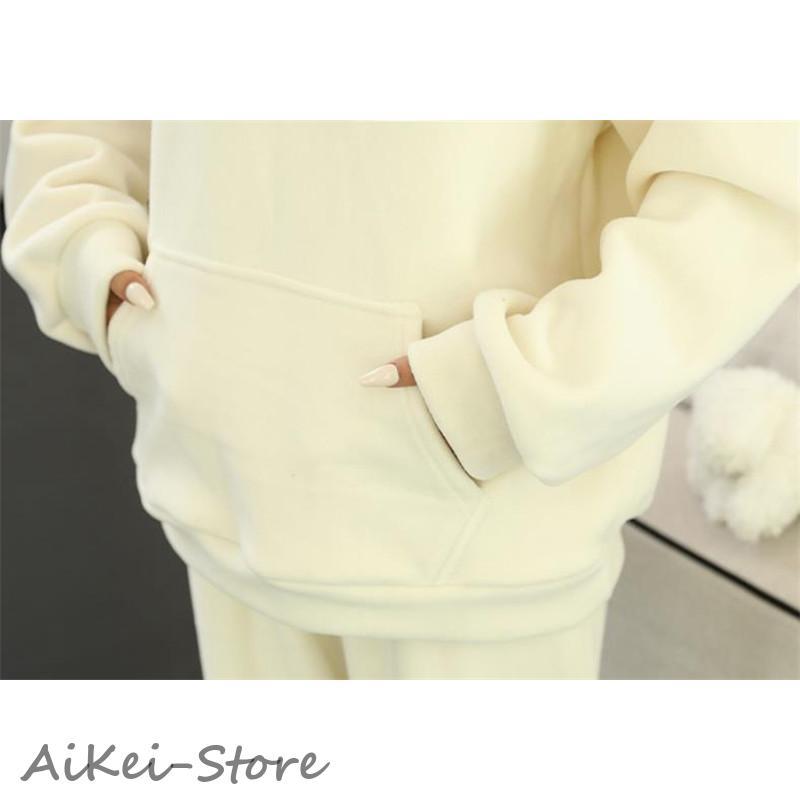 パジャマ レディース ルームウェア 上下セット フード付き 部屋着 長袖 セットアップ ポケット付き 厚手 大きいサイズ 防寒 カジュアル シンプル