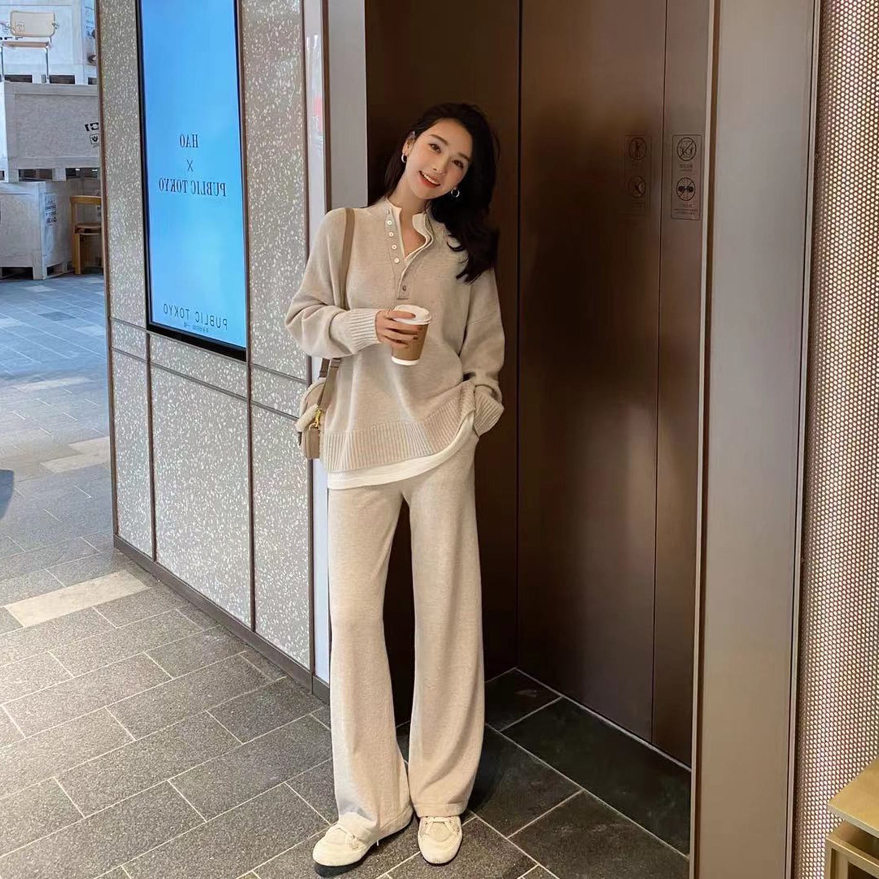 レディース セットアップ ニット セーター 2 点セット 4色 韓国 可愛いニットセーター上下二点セットアップレディース服ック