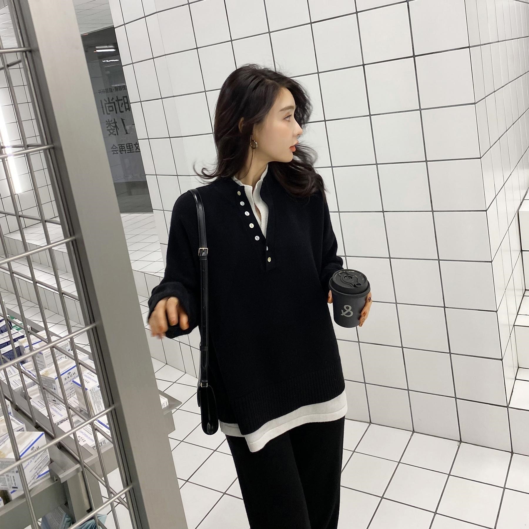 可愛いニットセーター上下二点セットアップレディース服ック