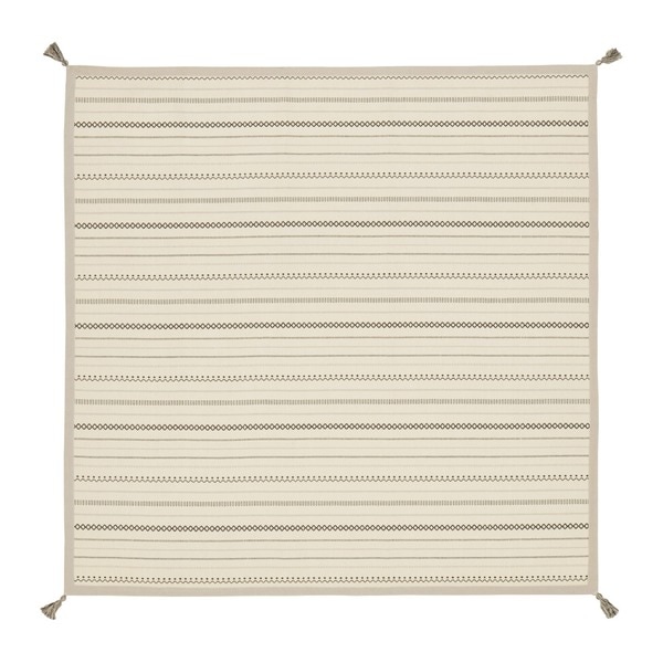 ラグマット 絨毯 約185x185cm ブラック 薄手 洗える 綿100％ ホットカーペット対応 インド綿ラグ リビング ダイニング