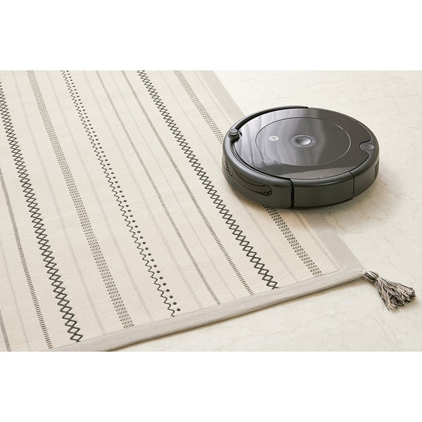 ラグマット 絨毯 約185x185cm ブラック 薄手 洗える 綿100％ ホットカーペット対応 インド綿ラグ リビング ダイニング