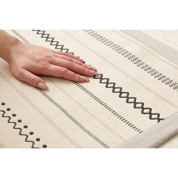 ラグマット 絨毯 約185x185cm ブラック 薄手 洗える 綿100％ ホットカーペット対応 インド綿ラグ リビング ダイニング