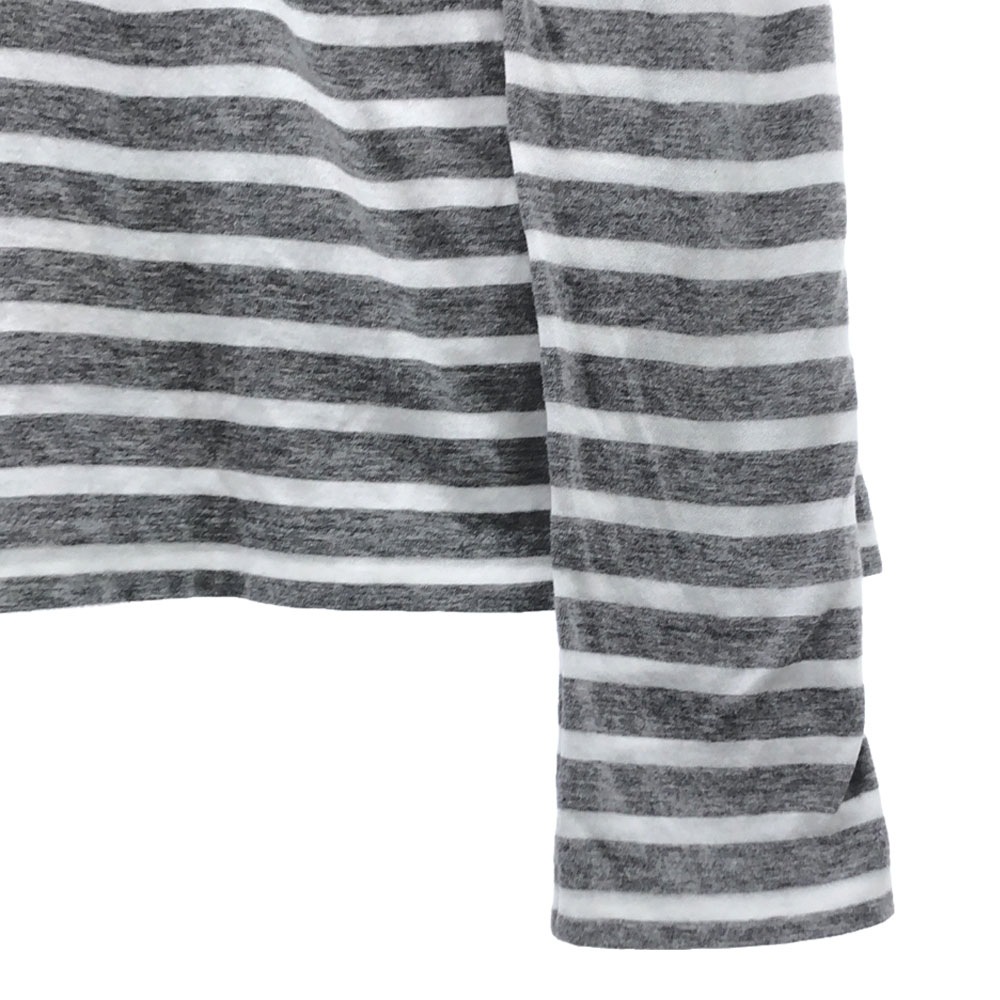 サカイラック 日本製 ボーダー柄 長袖 バックリボン カットソー 2 グレー×ホワイト sacai luck 裏地チュール 襟付き レディース サカイラック 日本製 ボーダー柄 長袖 バックリボン カットソー 2 グレー×ホワイト sacai luck 裏地チュール 襟付き レディース