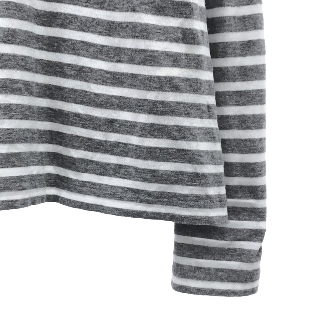 サカイラック 日本製 ボーダー柄 長袖 バックリボン カットソー 2 グレー×ホワイト sacai luck 裏地チュール 襟付き レディース サカイラック 日本製 ボーダー柄 長袖 バックリボン カットソー 2 グレー×ホワイト sacai luck 裏地チュール 襟付き レディース