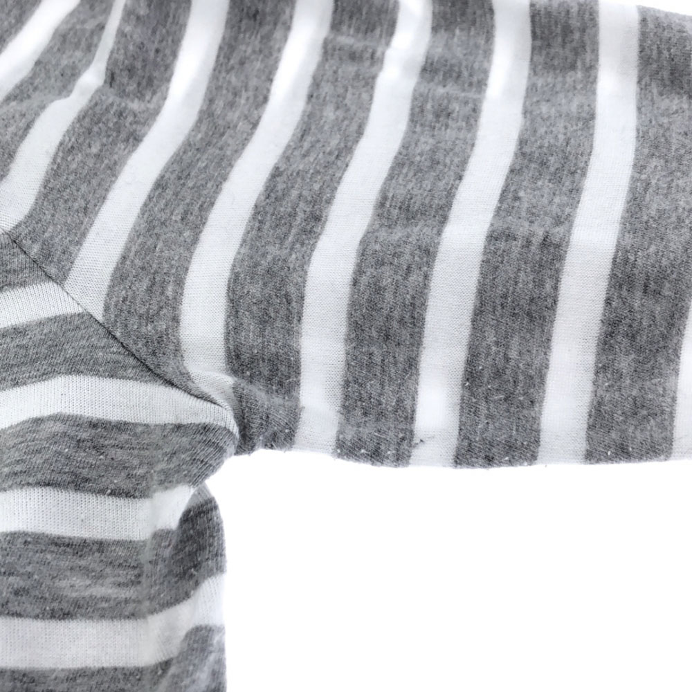 サカイラック 日本製 ボーダー柄 長袖 バックリボン カットソー 2 グレー×ホワイト sacai luck 裏地チュール 襟付き レディース サカイラック 日本製 ボーダー柄 長袖 バックリボン カットソー 2 グレー×ホワイト sacai luck 裏地チュール 襟付き レディース