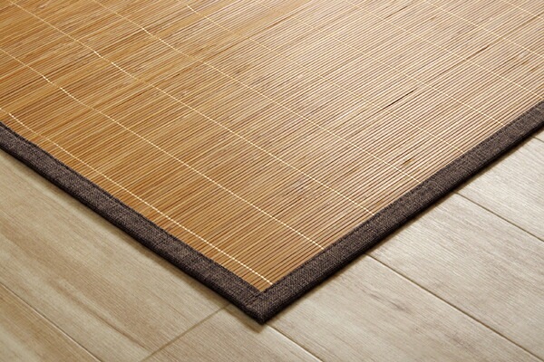 バンブー ラグ カーペット 約120x180cm アイボリー 消臭 冷感 制菌 裏地付