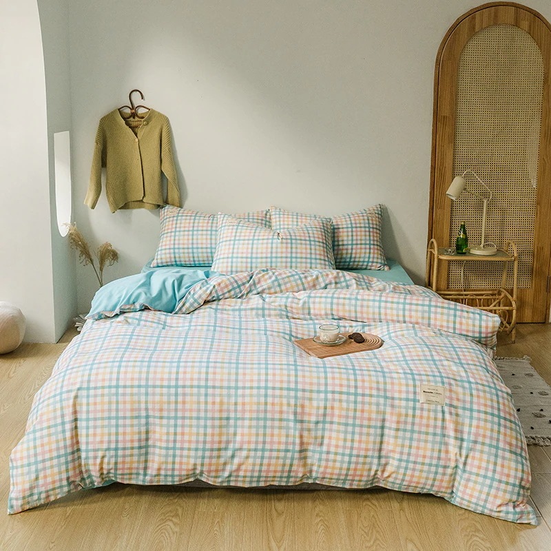 0.9m/1.2m/1.5m/1.8m/2.0m 布団カバー 和風シンプルシーツ4点セットチェック布団カバー寝具3点セットボックスシーツ 0.9m/1.2m/1.5m/1.8m/2.0m 布団カバー 和風シンプルシーツ4点セットチェック布団カバー寝具3点セットボックスシーツ