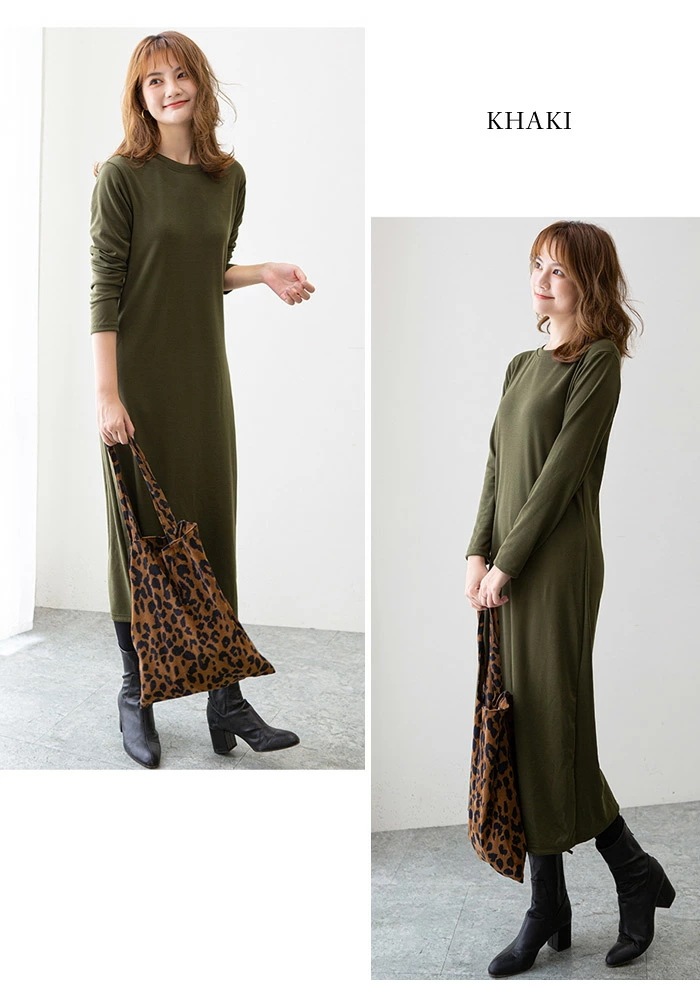 【急速出荷】 裏起毛 ワンピース レディース 秋 冬 秋冬 黒 紺 ワンピース 裏起毛ワンピ ロング ミモレ丈 無地 長袖 ロングワンピ ミディアムワンピ ブラック カーキ キャメル ネイビー 裏起