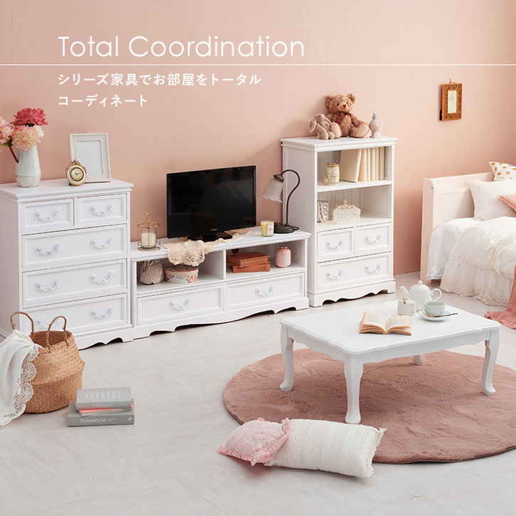 アンティーク ホワイト チェスト 引き出し 5杯 リビング 収納 完成品 クリスタル調 取っ手タイプ 北海道沖縄離島はお届け不可 メーカー直送品 MCH 6591