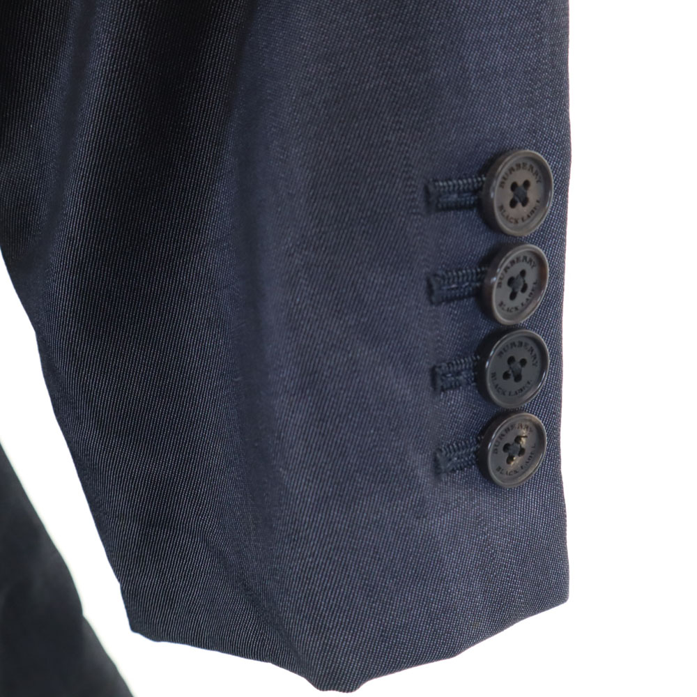 BURBERRY BLACK LABEL バーバリーブラックレーベル 日本製 ウールブレンド テーラードジャケット 36R ネイビー 三陽商会 メンズ 古着