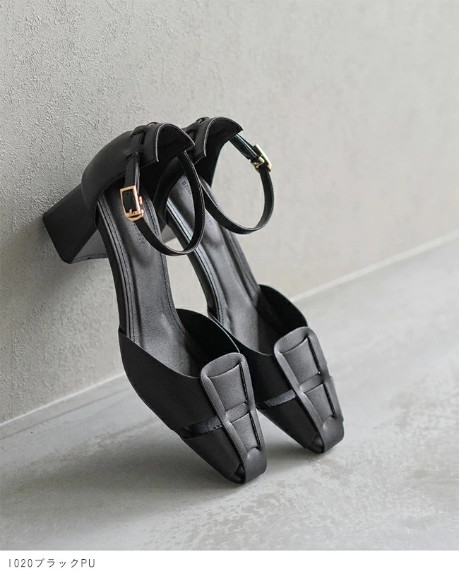 グルカサンダル レディース 編み込みサンダル ストラップサンダル アンクルストラップ チャンキーヒール ヒールセンチ やわらかい 痛くない スクエアトゥ きれいめ おしゃれ ブラック 最強配送 s