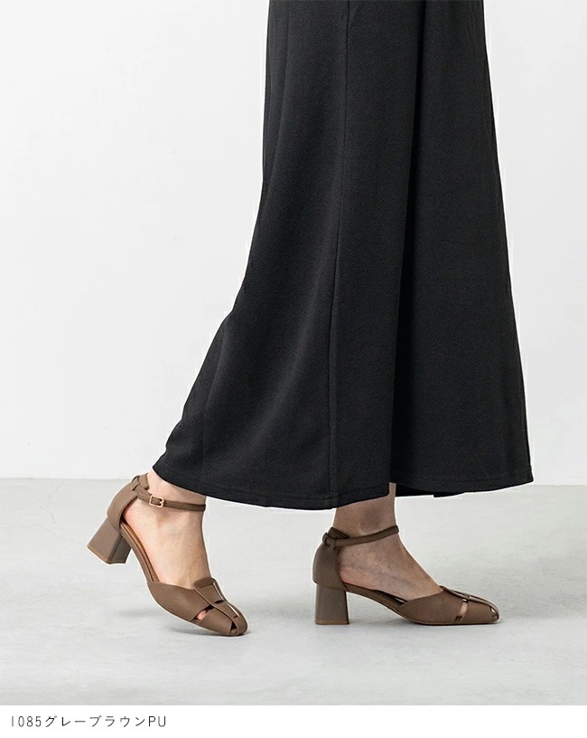 グルカサンダル レディース 編み込みサンダル ストラップサンダル アンクルストラップ チャンキーヒール ヒールセンチ やわらかい 痛くない スクエアトゥ きれいめ おしゃれ ブラック 最強配送 s