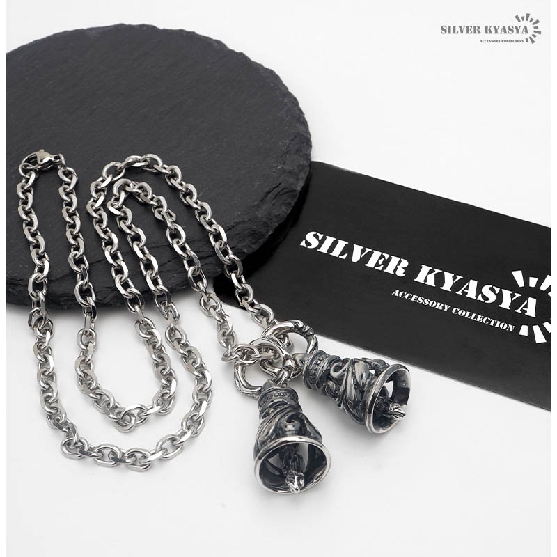 silver 925ツインベル ステンレス ツインベルネックレス シルバー [n630-silver
