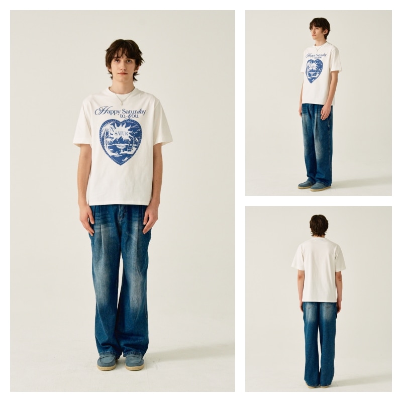 SATUR】 SUNRISE IN HEART GRAPHIC T-SHIRT : CLEAN WHITE Tシャツ
