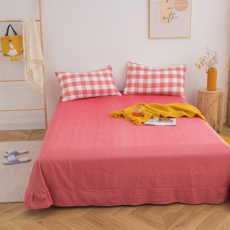 綿100% ストライプ格子パターン 寝具カバーセット4点セット