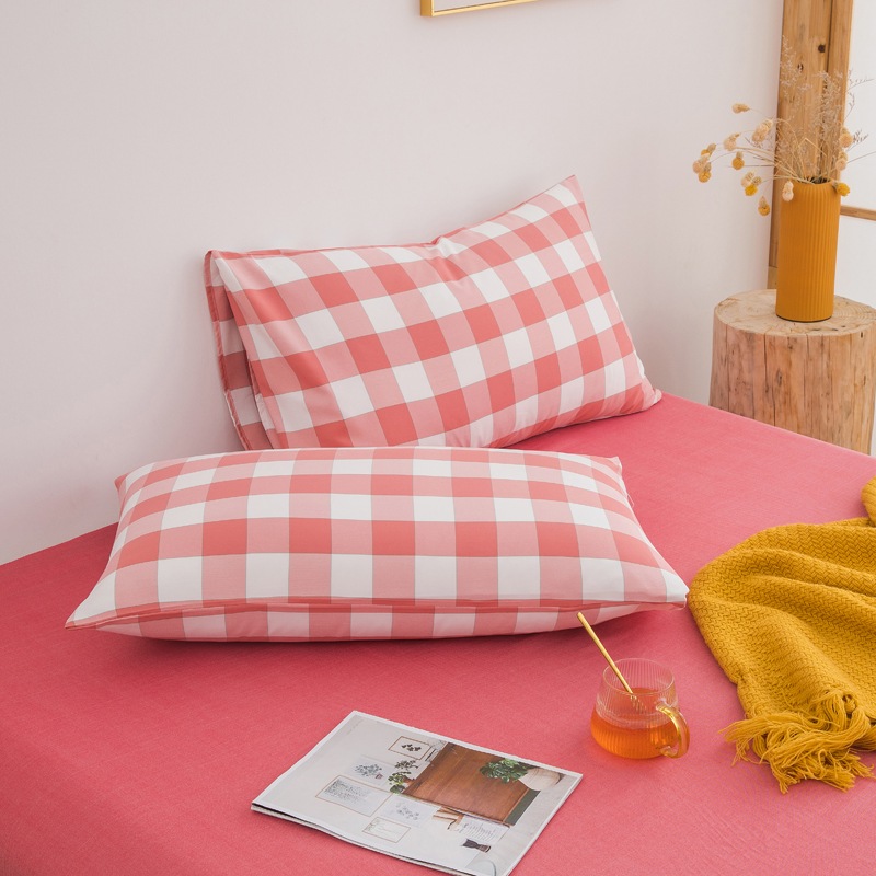 綿100% ストライプ格子パターン 寝具カバーセット4点セット