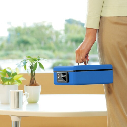 （まとめ買い）小型手提金庫 W230xD194xH80mm ブルー CB-050G BL [x3]