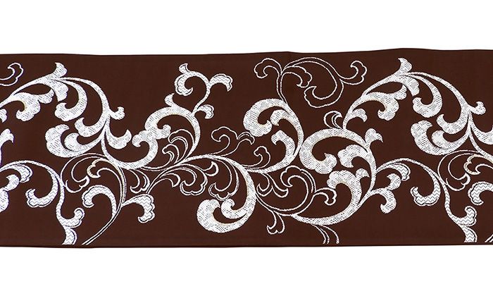 袋帯 新品仕立済 正絹 西陣 山下織物謹製 真珠箔 唐草模様 新品 仕立て