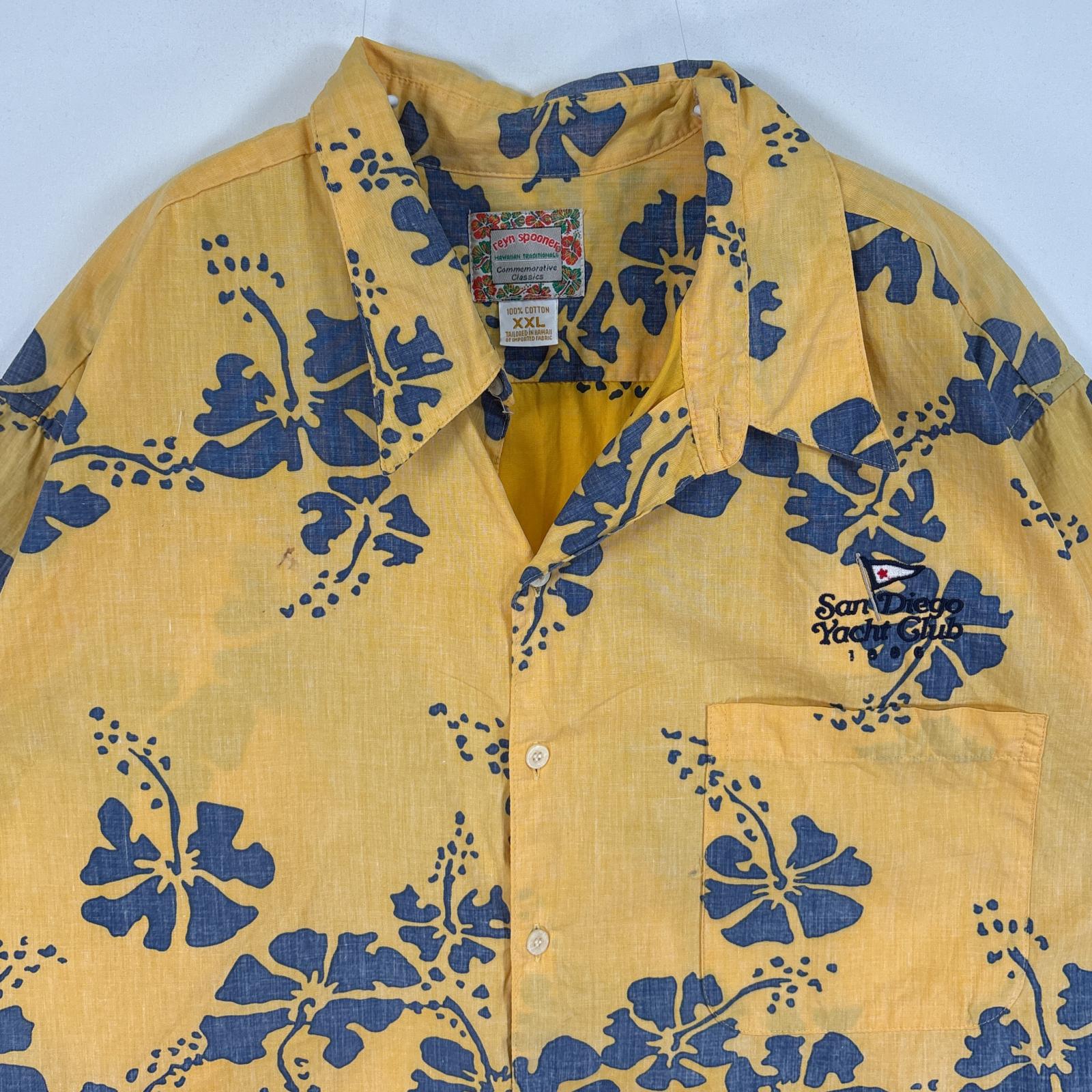 古着 90s/90年代 半袖シャツ アロハ ハワイ製 インサイドアウト XXL イエロー 総柄 メンズ