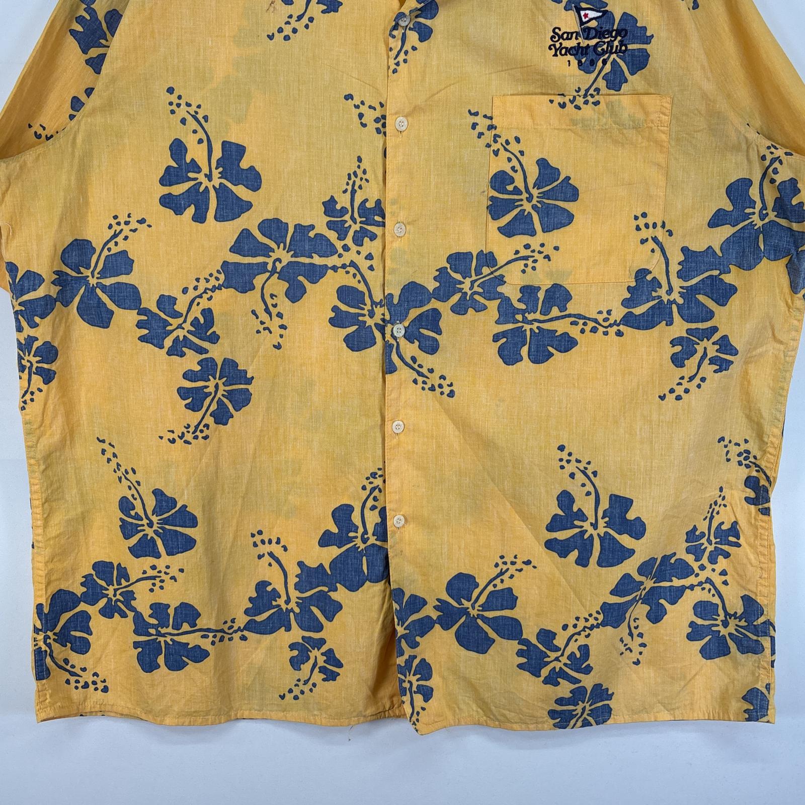 古着 90s/90年代 半袖シャツ アロハ ハワイ製 インサイドアウト XXL イエロー 総柄 メンズ