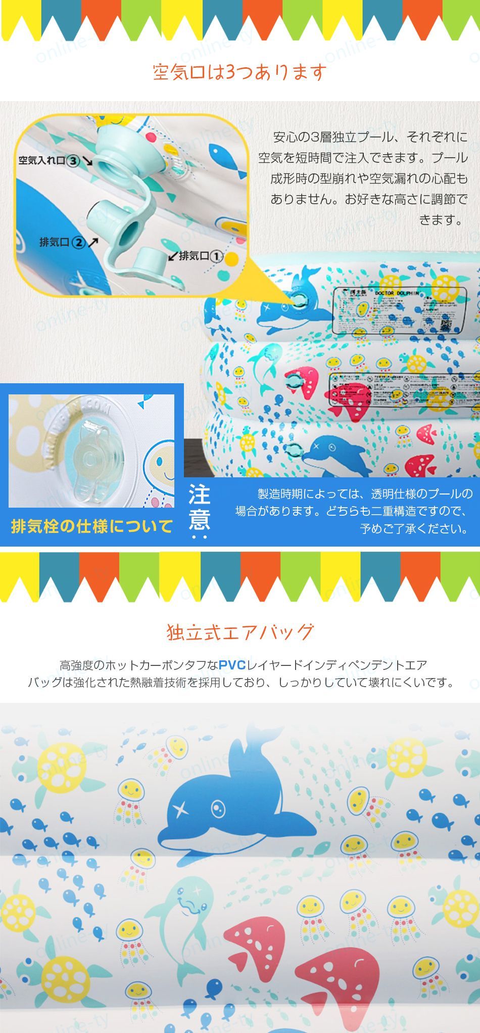 ビニールプール ファミリープール大型 超大型　マットあり　1.5m/1.8m/2.1m/2.4m/3m 紫外線対策 UVカット 2.4ｍ以上スプリンクラー付き 子供 大人 多種類サイズ対応 空気入れだ