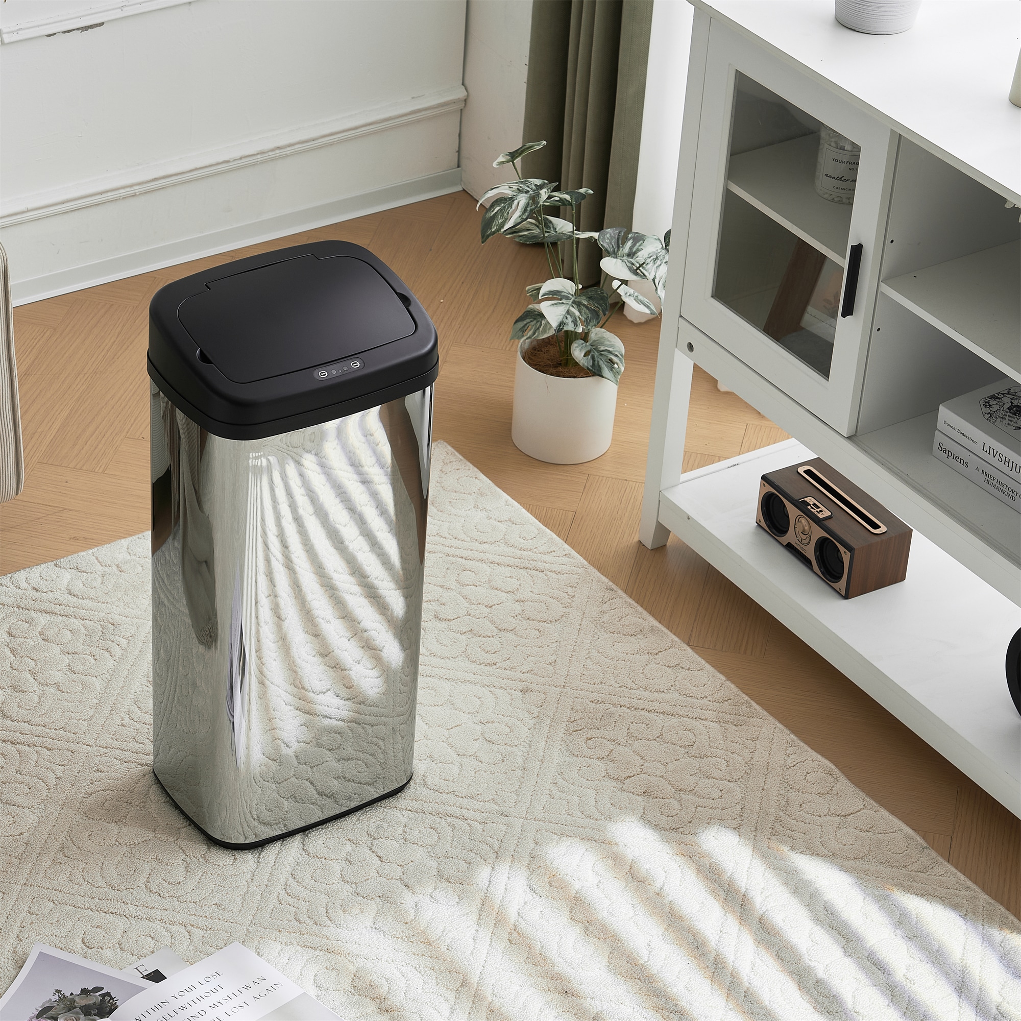 2個セット】【人気商品】センサー全自動開閉式 ゴミ箱 大容量45L シルバー