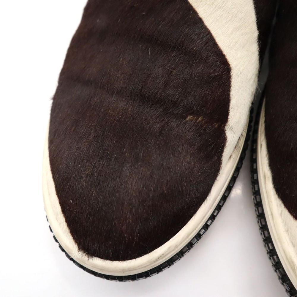 イタリア製 ホルスタイン ハラコレザー スリッポン 37 ブラック シューズ レディース