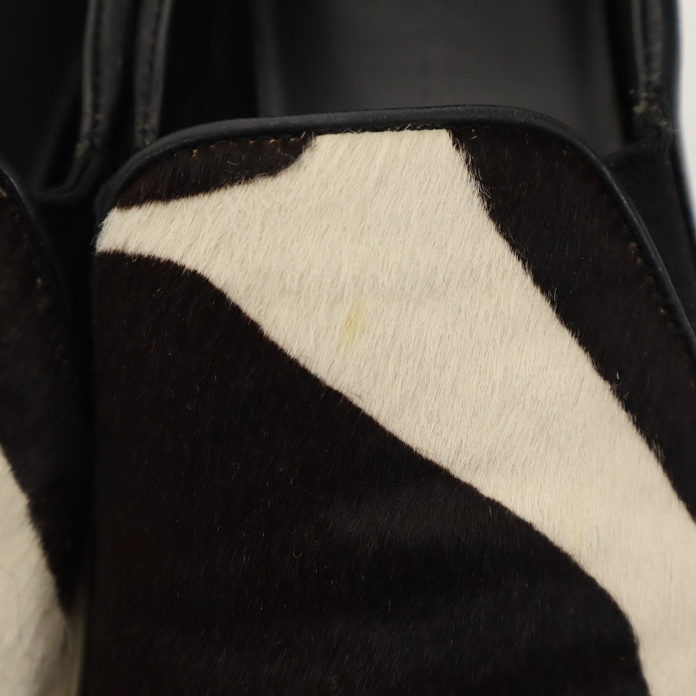 イタリア製 ホルスタイン ハラコレザー スリッポン 37 ブラック シューズ レディース