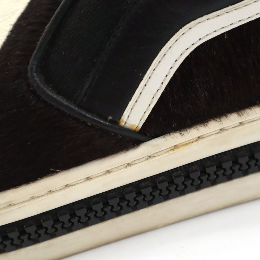 イタリア製 ホルスタイン ハラコレザー スリッポン 37 ブラック シューズ レディース