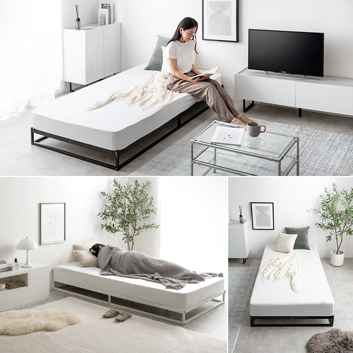 ベッド セミダブルベッド ベット マットレス付き ローベッド セミダブル スノコ ミニマルデザイン ロータイプ すのこ 簀の子 高密度ポケットコイルマットレス