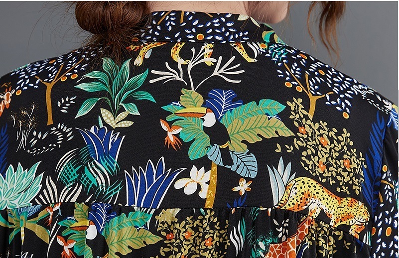 TK0059 ワンピース 半袖 アニマル ボタニカル柄 ラップドレス トロピカル柄 マキシ Aライン シフォン ロングフレア TK0059 ワンピース 半袖 アニマル ボタニカル柄 ラップドレス トロピカル柄 マキシ Aライン シフォン ロングフレア