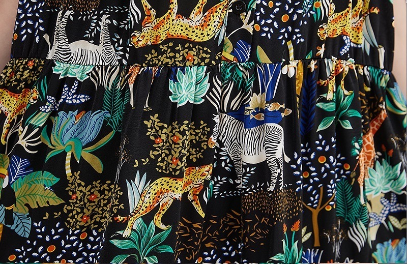 TK0059 ワンピース 半袖 アニマル ボタニカル柄 ラップドレス トロピカル柄 マキシ Aライン シフォン ロングフレア TK0059 ワンピース 半袖 アニマル ボタニカル柄 ラップドレス トロピカル柄 マキシ Aライン シフォン ロングフレア