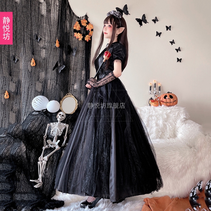 ハロウィン大人用コスチューム魔女ゴースト花嫁ゴシック吸血鬼コスプレロールプレイダークロングスカート ハロウィン大人用コスチューム魔女ゴースト花嫁ゴシック吸血鬼コスプレロールプレイダークロングスカート