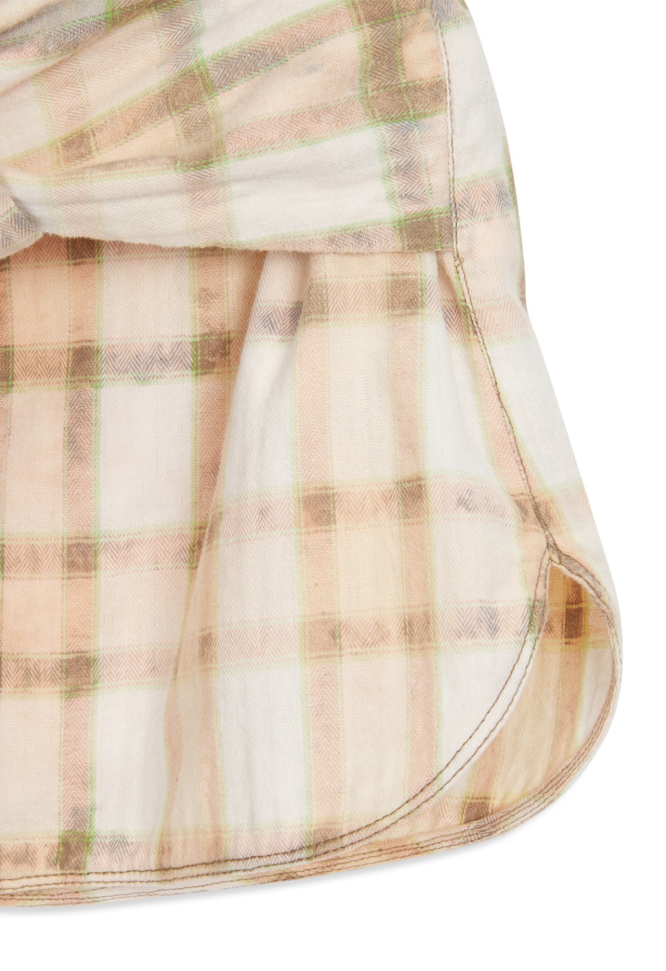 OPEN Yy】 FADED CHECK SHIRT SKIRT : SALMON
