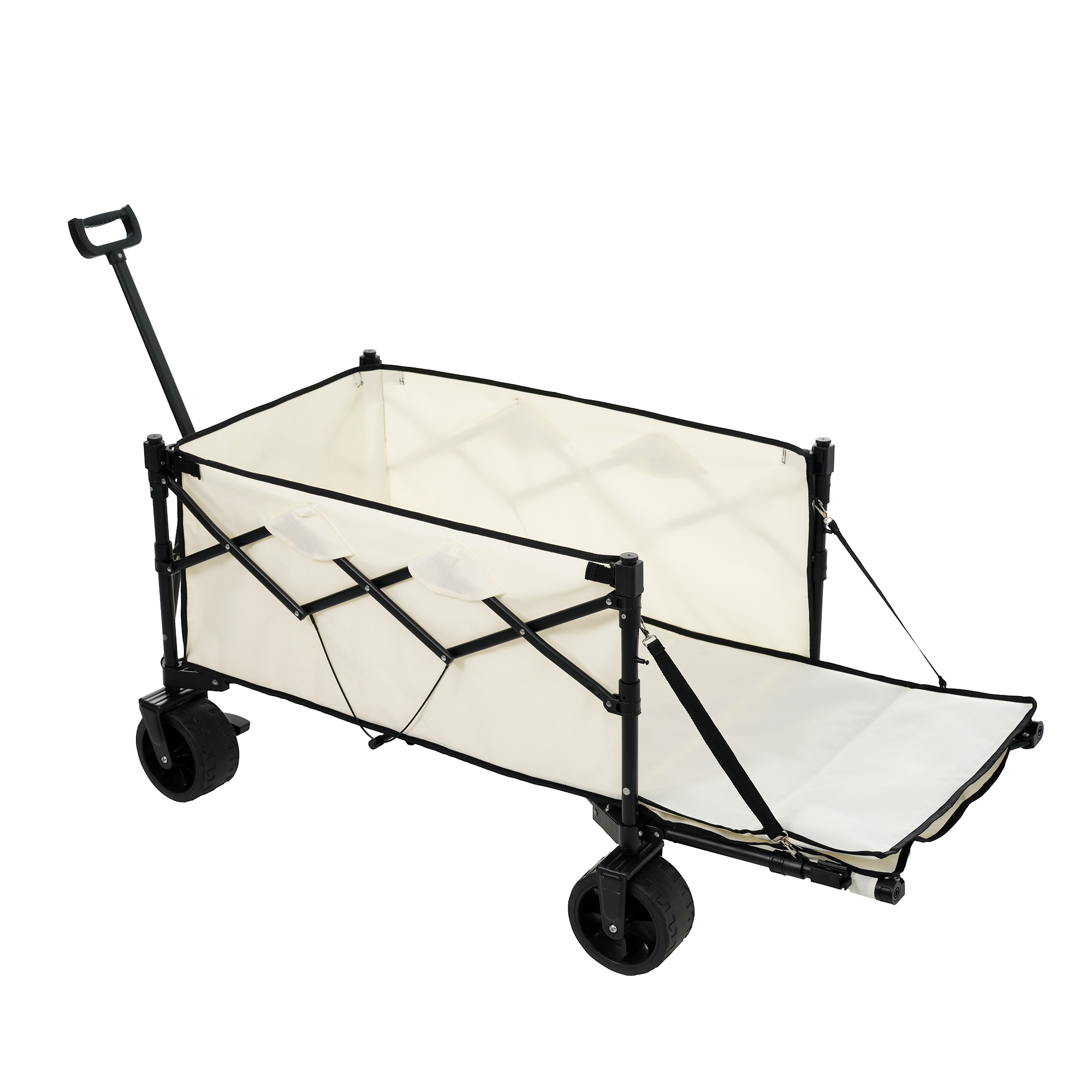 国内即発送!【ホワイト】キャリーワゴン アウトドアワゴン 後ろ開け 折りたたみ コンパクト