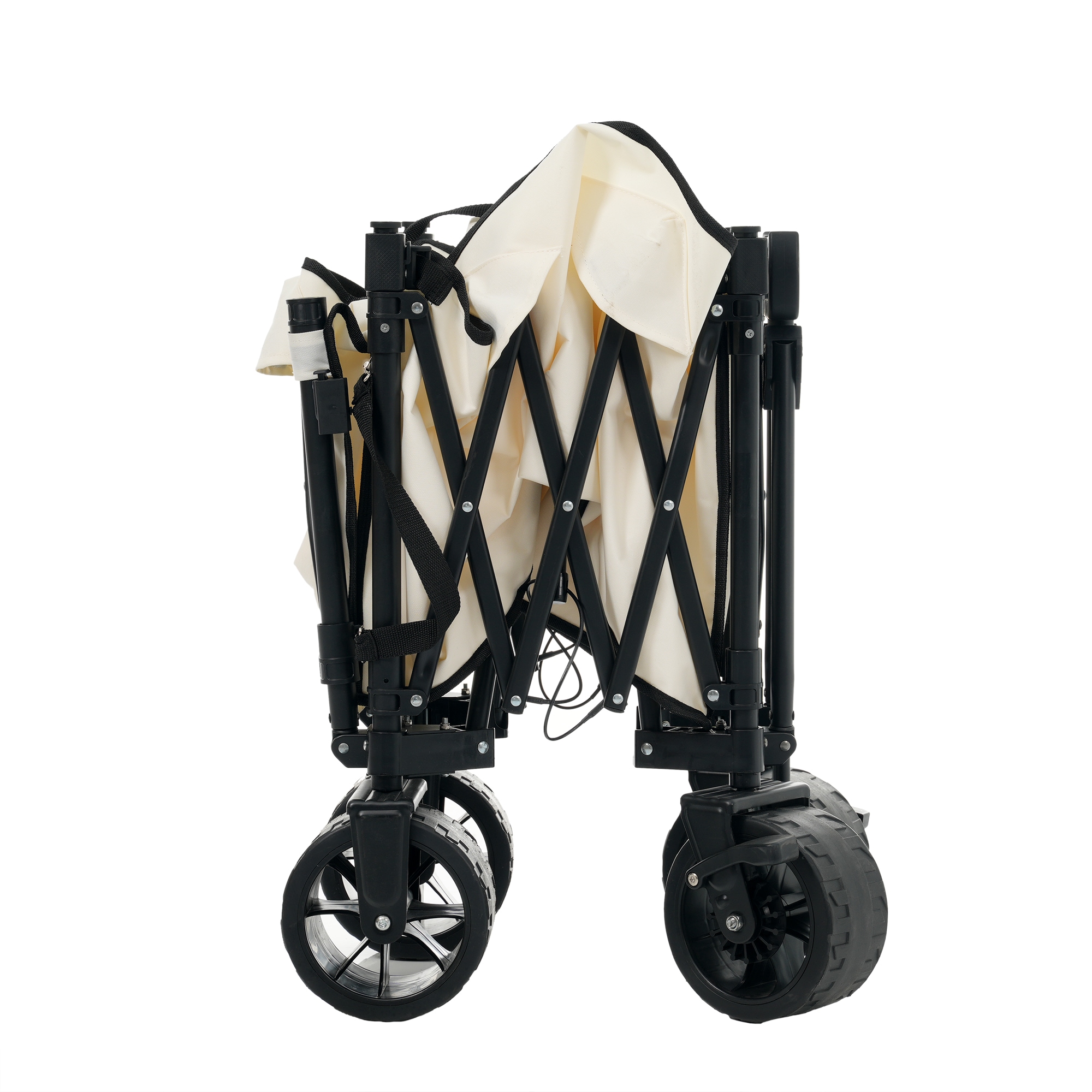 国内即発送!【ホワイト】キャリーワゴン アウトドアワゴン 後ろ開け 折りたたみ コンパクト