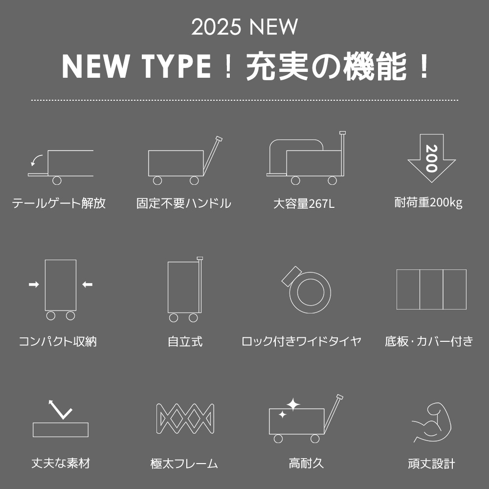 国内即発送!【ホワイト】キャリーワゴン アウトドアワゴン 後ろ開け 折りたたみ コンパクト