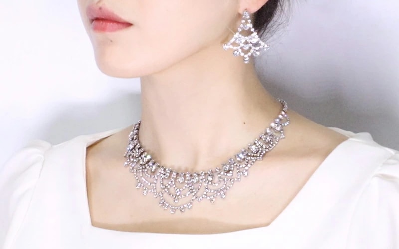 ブライダル ネックレスセット 1年無償修理保証 送料無料 ブライダルクリスタルラインストーン ブライダル ネックレスセット 1年無償修理保証 送料無料 ブライダルクリスタルラインストーン