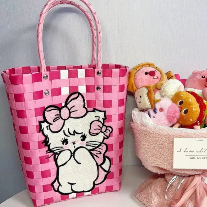 Mikko編み野菜かご学院風ハンドバッグ外出旅行ショルダーバッグ風呂化粧品収納バッグ Mikko編み野菜かご学院風ハンドバッグ外出旅行ショルダーバッグ風呂化粧品収納バッグ