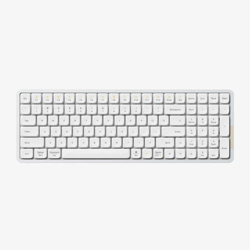 LOFREE　キーボード Flow100(リニア軸・英語配列) ［有線・ワイヤレス /Bluetooth・USB］ シルバー/キーキャップ：ホワイト　oe915w1