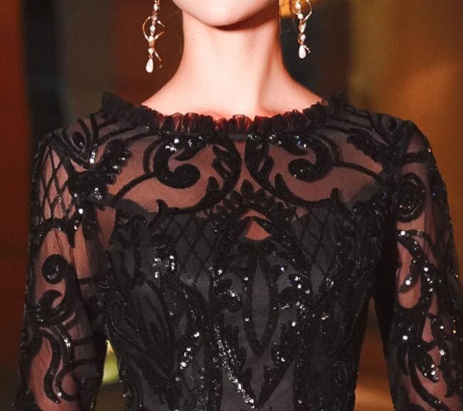 凄く人気がある 上品 ブラック ウェディングドレス イブニングドレス レース 着痩せ お洒落 レディース 女性 宴会 パーティードレス エレガント キレイめ 無地 ロングドレス フィッシュテール マキ