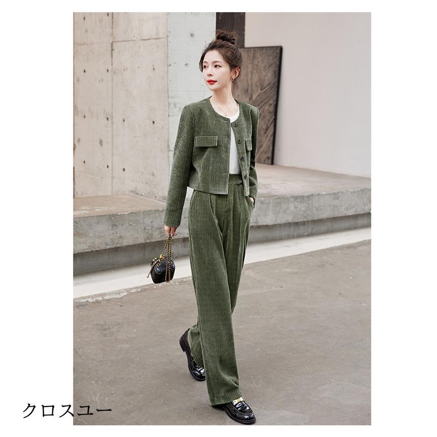 セットアップ レディース パンツスーツ ワイドパンツ パンツドレス コーデュロイ 入学式 スーツ ママ パンツスーツ ビジネス オフィス 入学式 卒業式 入園式