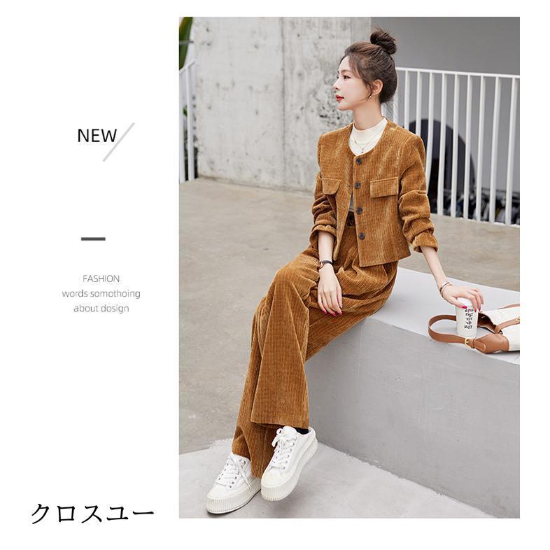 セットアップ レディース パンツスーツ ワイドパンツ パンツドレス コーデュロイ 入学式 スーツ ママ パンツスーツ ビジネス オフィス 入学式 卒業式 入園式