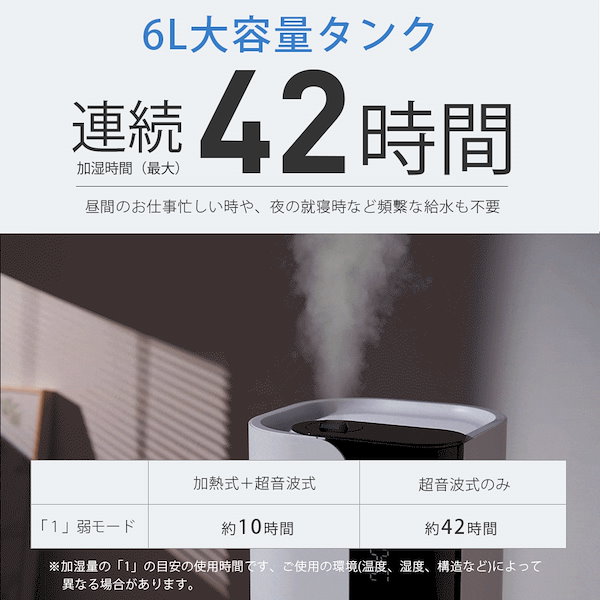 Qoo10] 加湿器 大容量 6L ハイブリッド加湿器