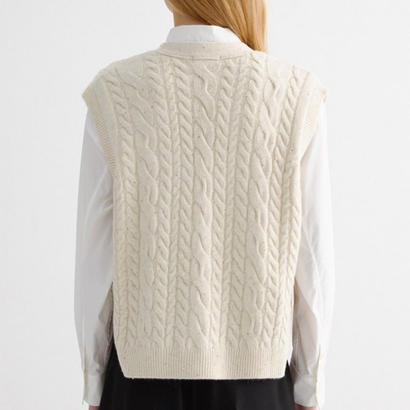 (シーズ・ミス) ケーブルニットベスト_SSKVTO41010_ME