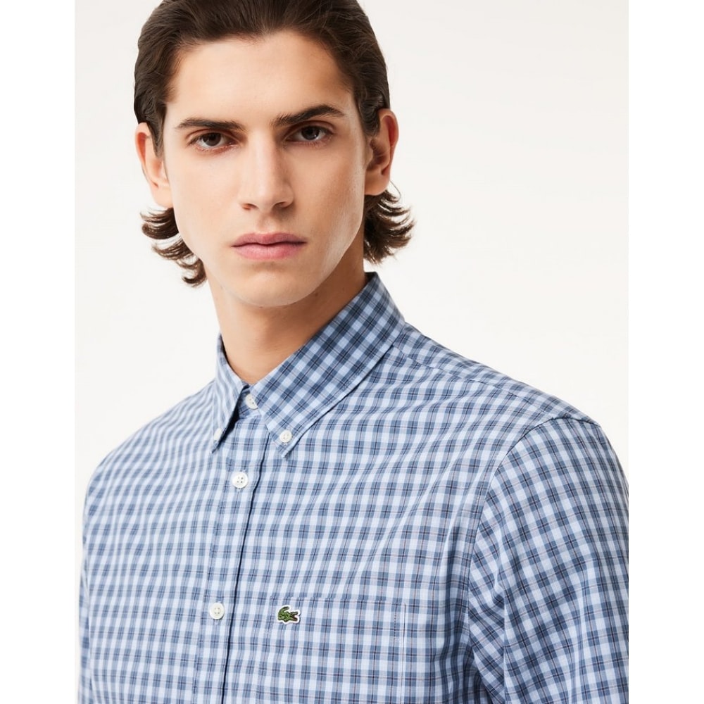 ラコステメンズポプリンチェックシャツ CH0894-54G IR8