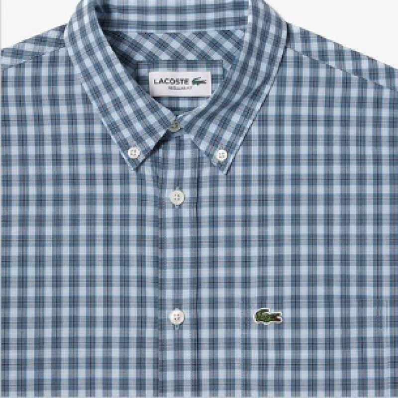 ラコステメンズポプリンチェックシャツ CH0894-54G IR8